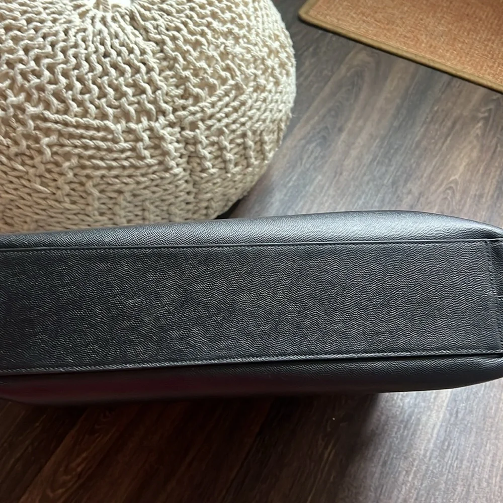 Saint Laurent Paris Black Grained Leather Briefcase Top Handle Work Bag Unisex